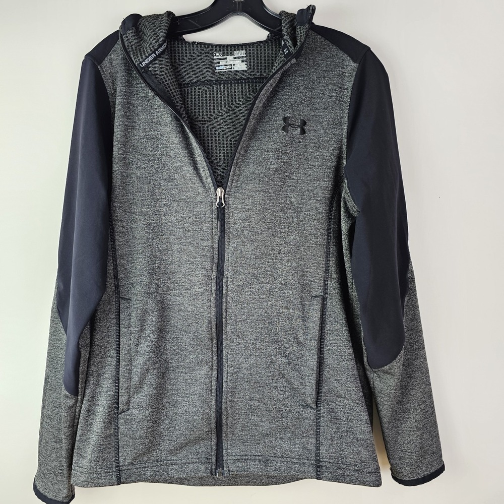Under Armour Hoodie Full Zip‎ Womens Size Small Gray Loose Cold Gear Casual